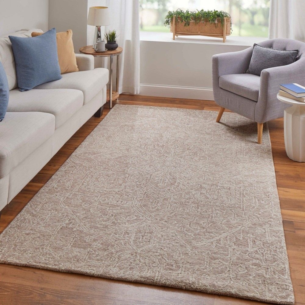 Rhett Transitional Medallion, Taupe/Ivory, 5' x 8' Area Rug