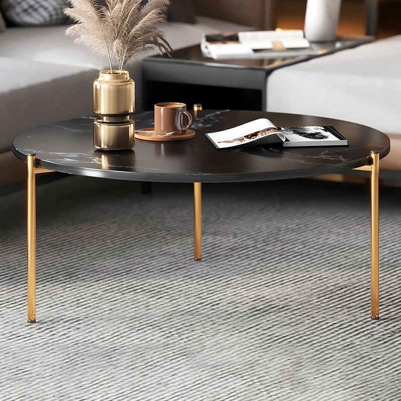 Round  Coffee Table  Contemporary 3 Legs  Cocktail Table for Home - 31.5L x 31.5W x 17.7H / Gold / Black