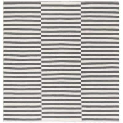 SAFAVIEH Montauk Ivory/Gray 6 ft. x 6 ft. Square Striped Area Rug