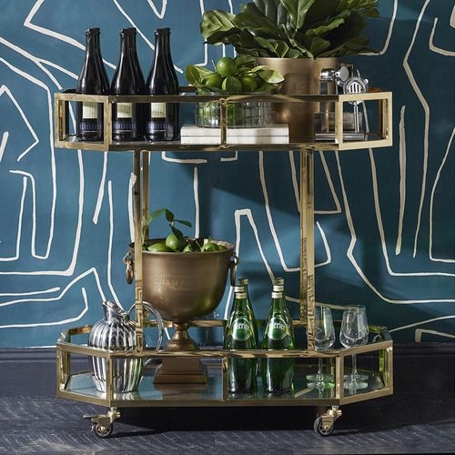 San Francisco Drinks Trolley Colour: Gold - Temple & Webster
