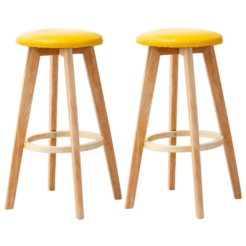 Scandinavian Matte Finish Solid Wood Bar Stool Restaurant Footrest Stool - Yellow / 2 Piece Set / Counter Stool (23.5H)