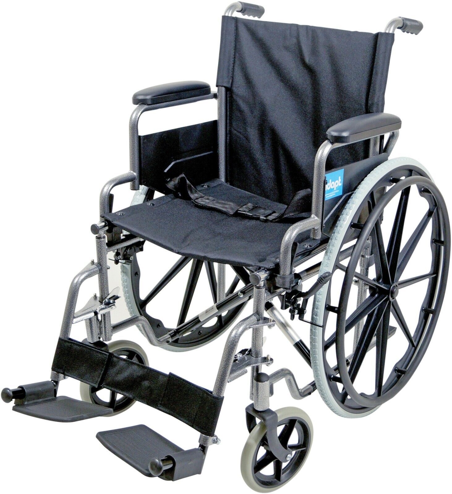 Self Propelled Transit Chair Hammered Steel Foldable Armrests Footrest Anti Tip