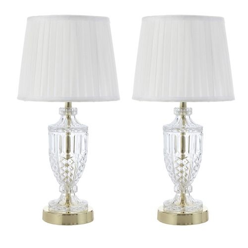 Set of 2 47.5cm Haniel Iron & Glass Table Lamps Colour: Gold - Temple & Webster