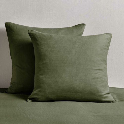 Set of 2 Pure French Flax Linen European Pillowcases Colour: Forest Green - Temple & Webster