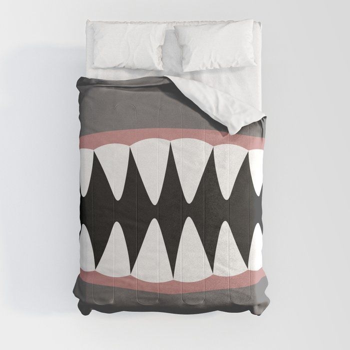 Shark Teeth, Monster, Dinosaur, Alien Comforter - Full: 79" x 79" - Microfiber Polyester