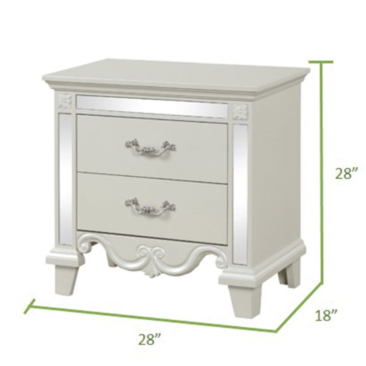 Simplie Fun Milan Mirror Framed 28" High Nightstand made with Wood in White | Mathis Home