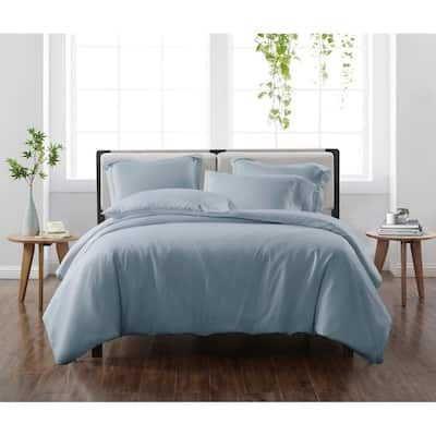 Solid Blue King 3-Piece Duvet Cover Set
