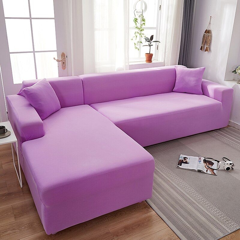 Stretch Sofa Cover Slipcover Elastic Sectional Couch Armchair Loveseat 4 Or 3 Seater L Shape Black Grey Green Brown Black Grey Soft Durable Washable
