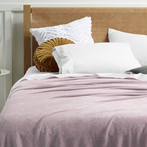 Super Soft Queen & King Blanket Colour: Blush - Temple & Webster