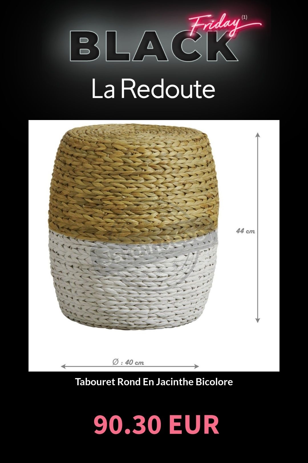 Tabouret Rond En Jacinthe Bicolore