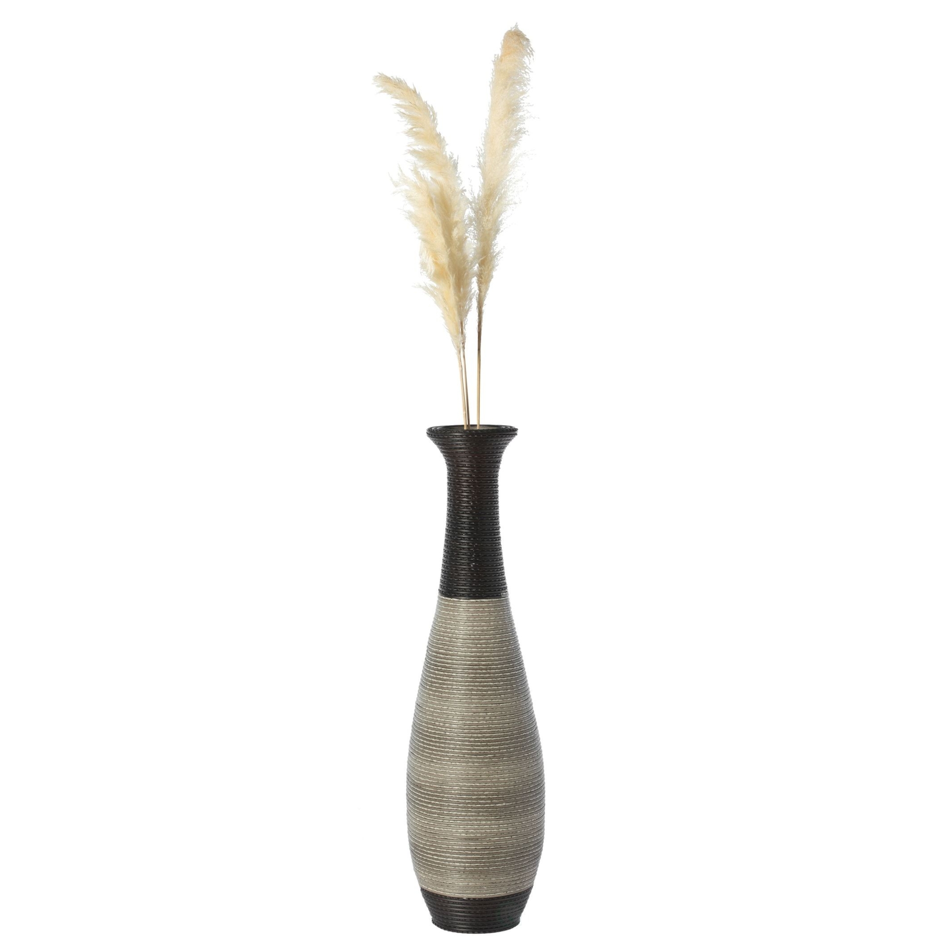 Tall Trumpet Design Artificial Rattan Wire Floor Vase 40 Inch