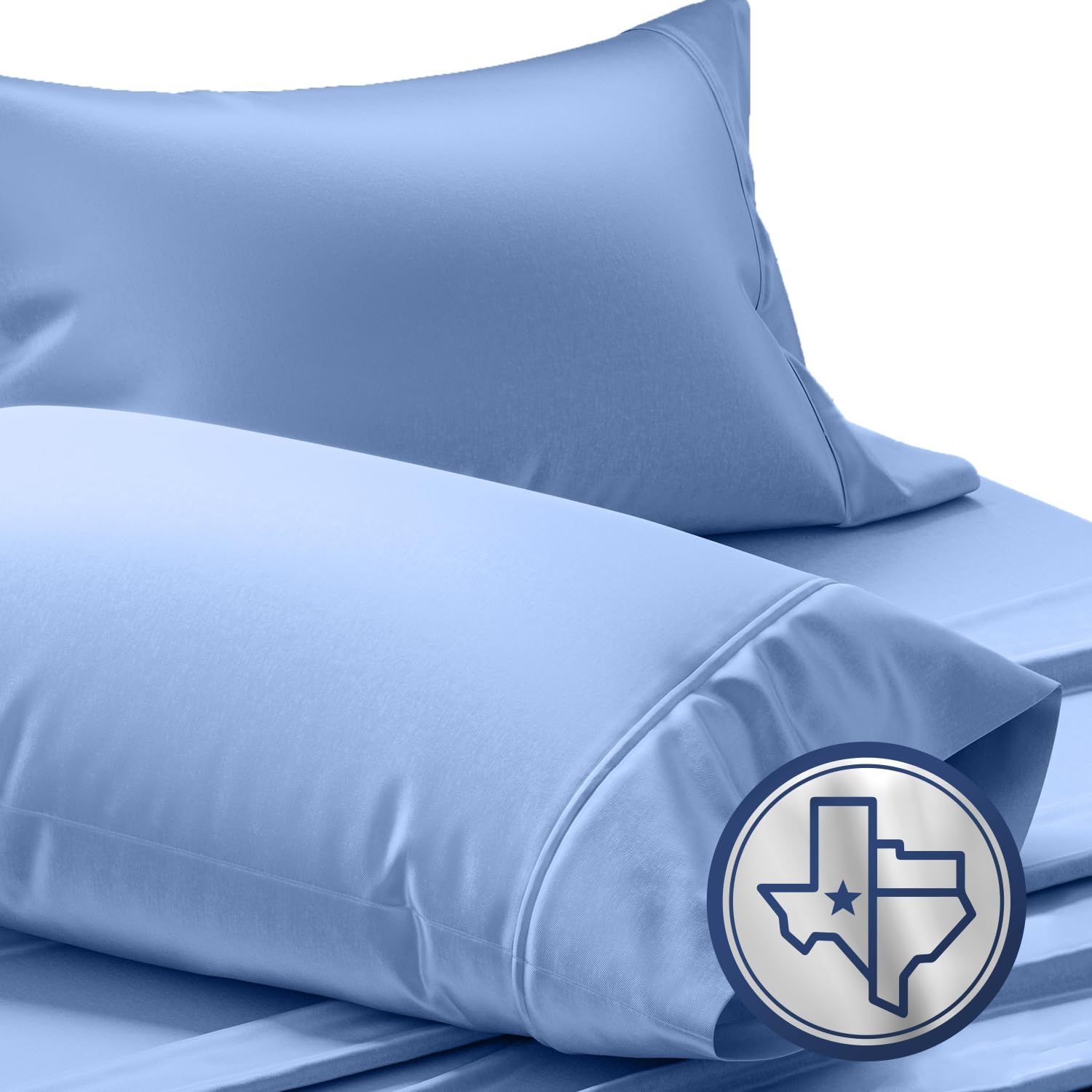 TEXAS LINEN CO. Luxury Egyptian Cotton King Pillow Cases Set of 2-1000 Thread Count Pillowcases for Sleeping, Soft, Cooling Pillow Cover, Extra Long Staple Hotel Quality Pillow Cases - Deep Blue