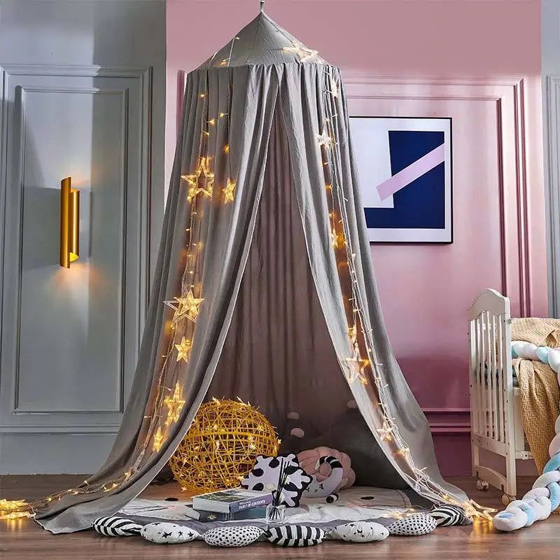 Triogift Princess Style Kids Baby Bed Room Canopy Mosquito Net Curtain Bedding Dome Tent Crib Mantle Children's Bedside Mosquito Net - gray / round Diameter 65cm