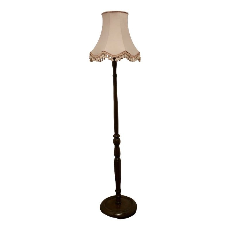Turned Walnut Floor Lamp, 1930s