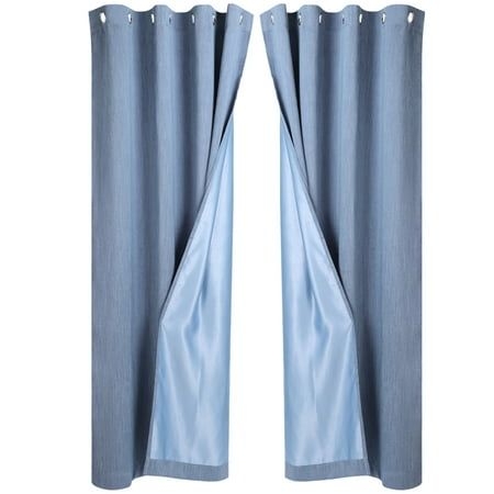 Unique Bargains 2 Panels Linen Look Blackout Curtains for Bedroom Steel Blue 52inchw x 84inchl, Size:52inchW x 84inchLarge