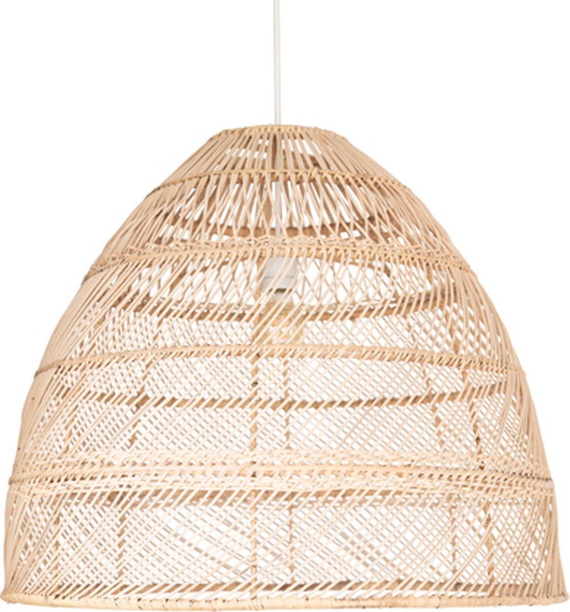 Verlichting - hanglamp Shasha XL - grote lamp - natuurlijk rotan - 64x64 cm - inclusief wit armatuur - lamp eettafel