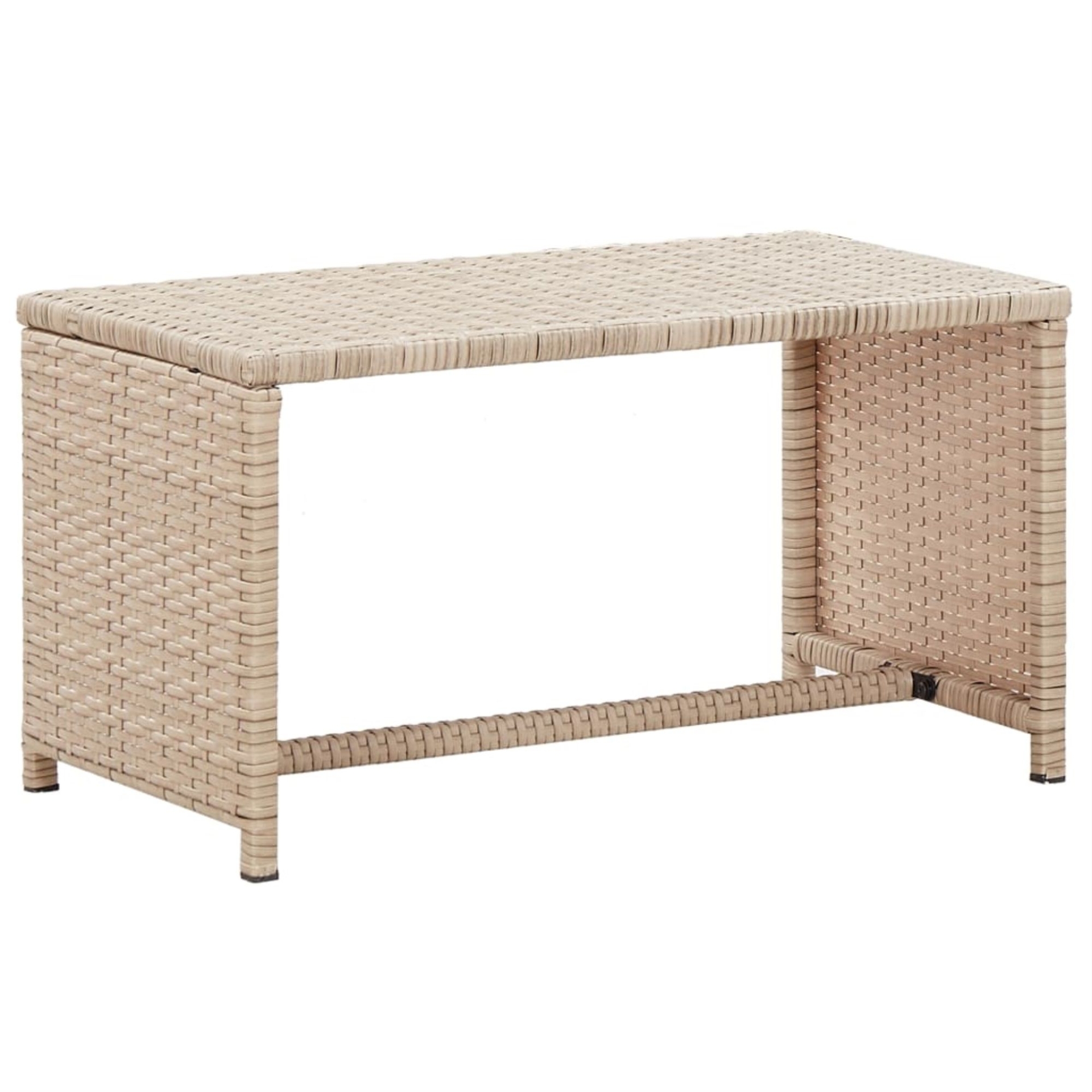 vidaXL Coffee Table Beige 27.6"x15.7"x15" Poly Rattan | Mathis Home