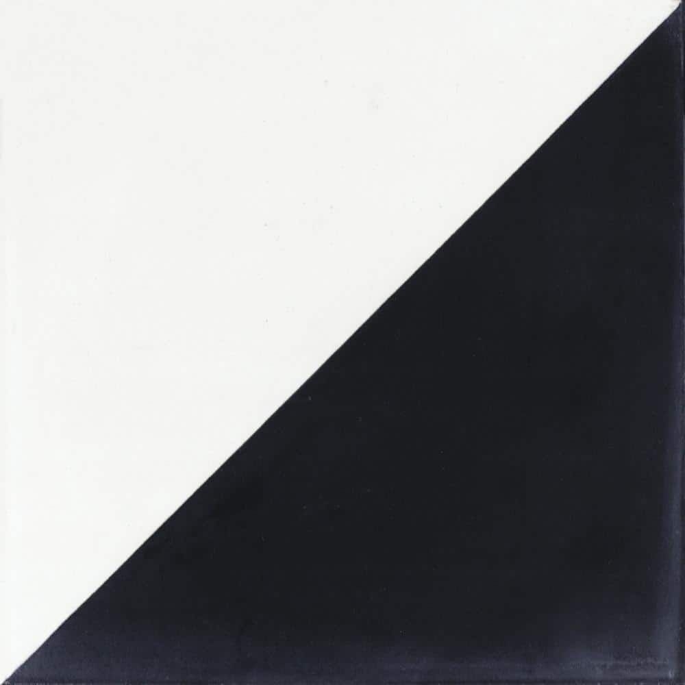 Villa Lagoon Tile Man Overboard Black and White 8 in. x 8 in. Cement Handmade Tile Sample, Black and White / Matte