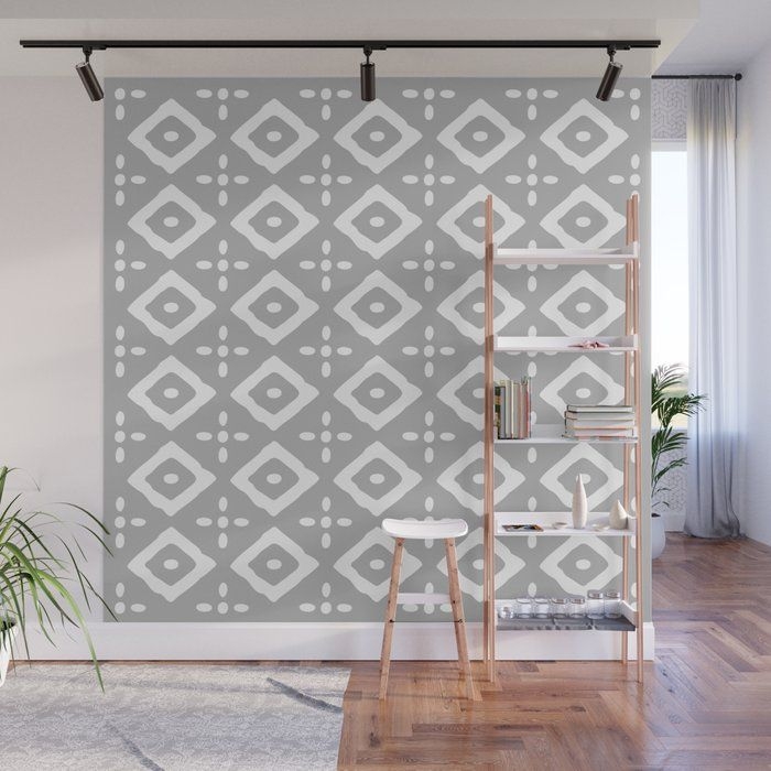 Wall Mural | Diamond Flower Pattern Gray by Tony Magner - 8' x 8' - Society6
