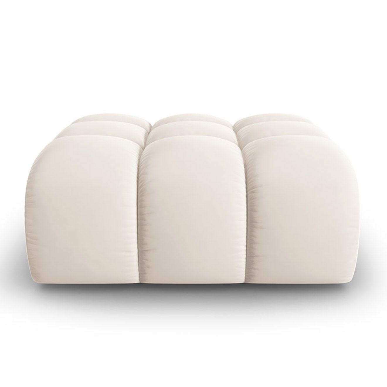 Windsor & Co - Pouf en Velours Halley beige clair - 90x87x40 cm