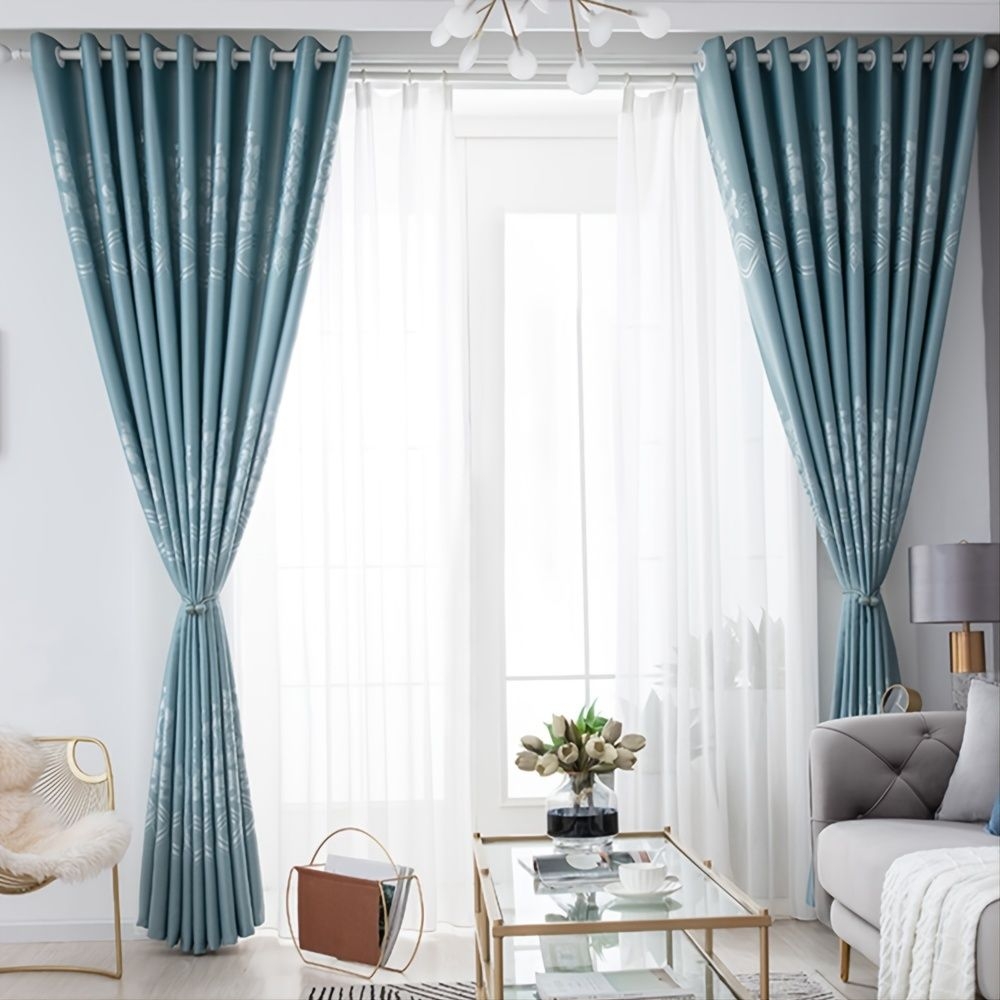 1 Panel Simple Jacquard Polyester Curtain For Blackout, Home Decor