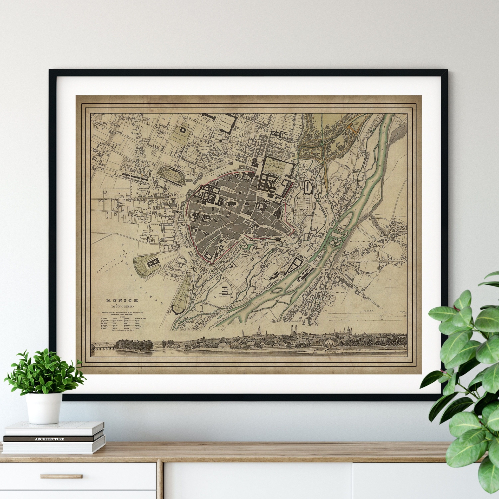 1832 Munich Germany Map, Vintage Map Art, Antique Map Print, Old Map, Munich Print, Munich Gift, Munich Art, Munich Map, Munich Poster
