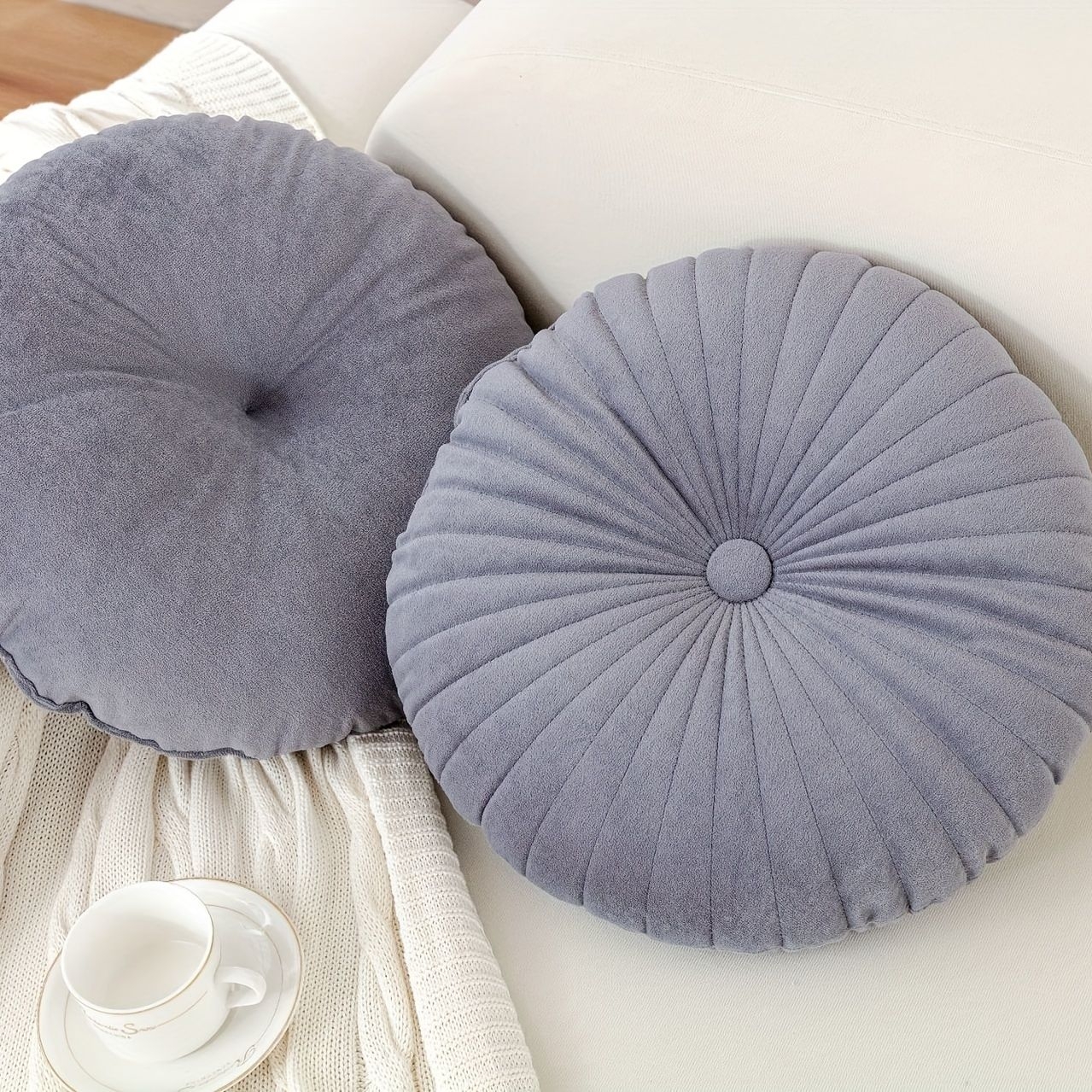 1pc Round Quilted Pumpkin Cushion Back Pillow Sofa Cushion Bay Window Cushion Decorative Floor Pillow For Bedroom Living Room Home Decor