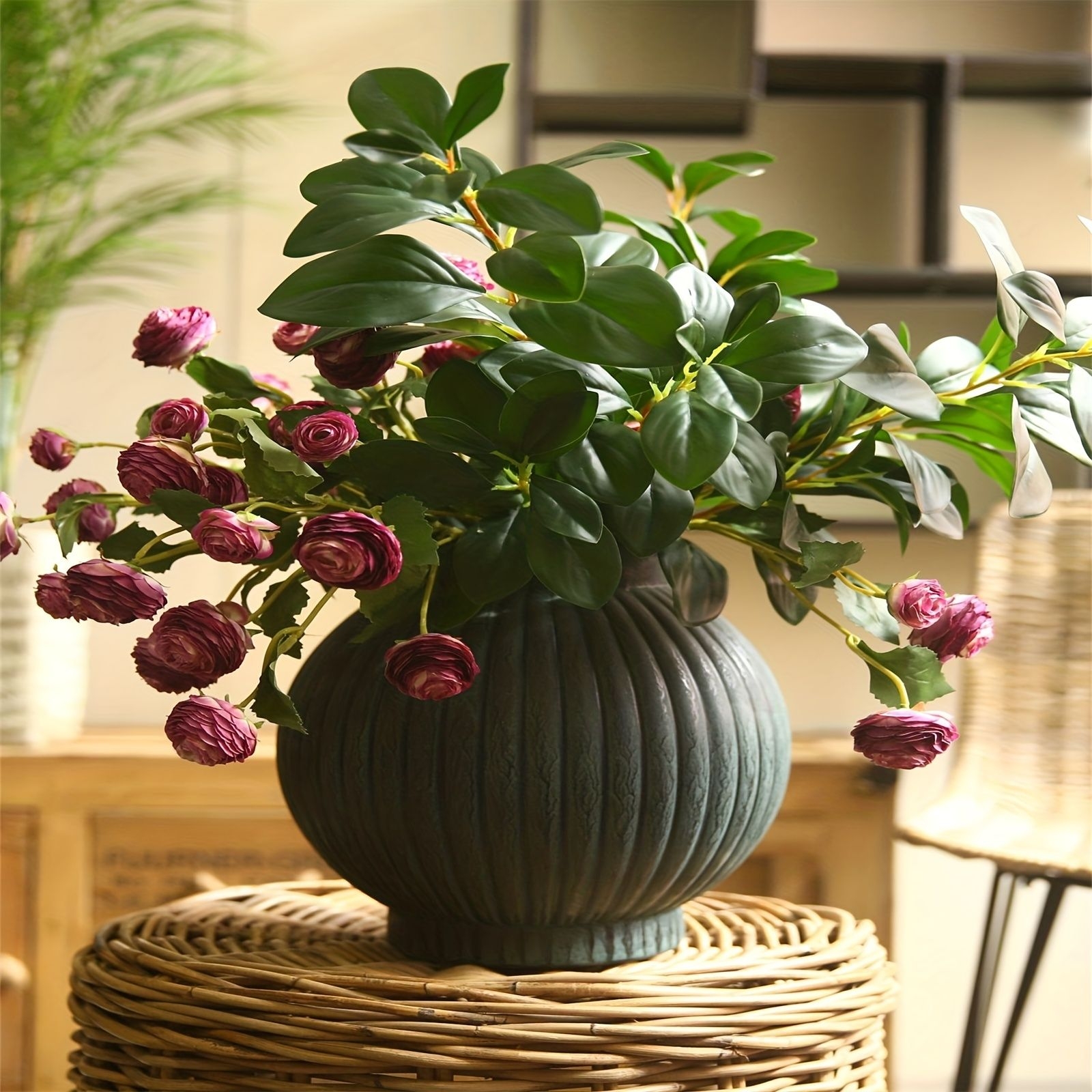 1pc, stelo di vegetazione artificiale, foglie di eucalipto finte realistiche 70 cm / 27,56 pollici gambo lungo seta floreale per la tavola di nozze domestica centrotavola floreale per interni ed esterni fattoria decorazi