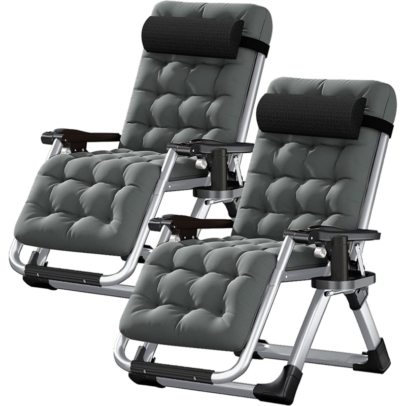 2 Pack Zero Gravity Chair,Adjustable Reclining Lounge Chair with Cushion, Headrest, Cup Holder