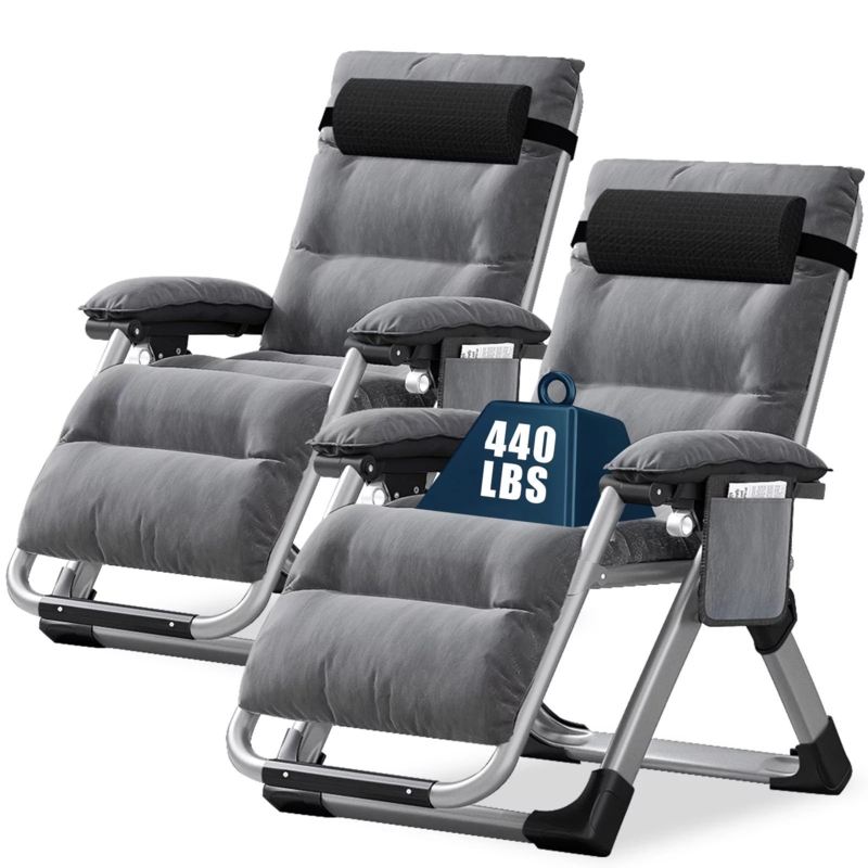 2 Pack Zero Gravity Chair, Padded Adjustable Reclining Lounge Chair with Cup Holder,Supports 440lbs