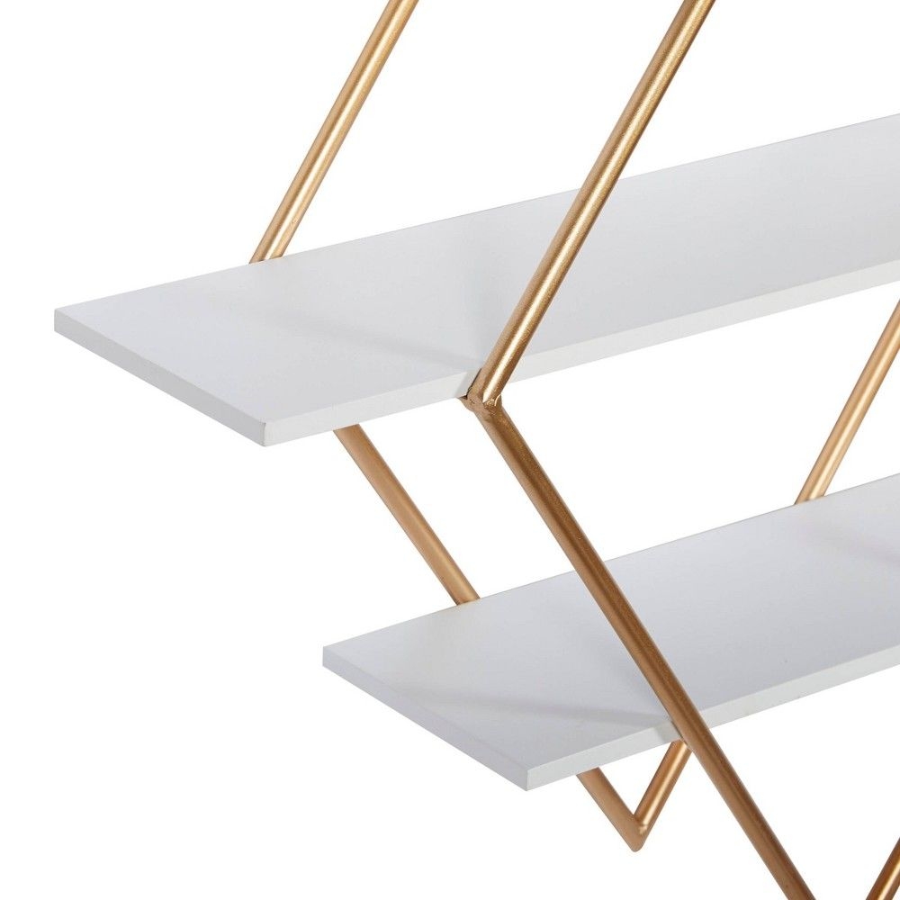 20"x20" Wooden 3 Shelves Wall with Diamond Shape Gold - Olivia & May