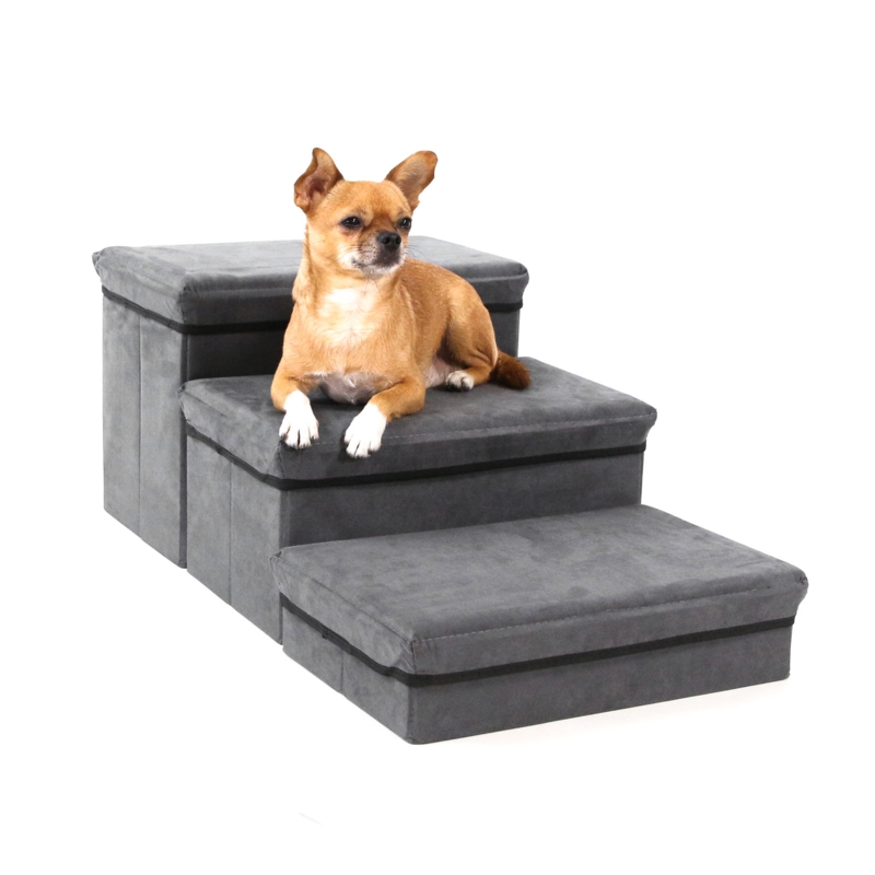 3-Tier Foldable Dog Stairs/Steps For Small Medium Dogs Pet Steps Storage Stepper For High Beds Sofa