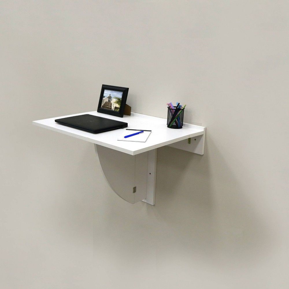 30" x 21.5" Wall Mounted Folding Table and Computer Desk White - InPlace