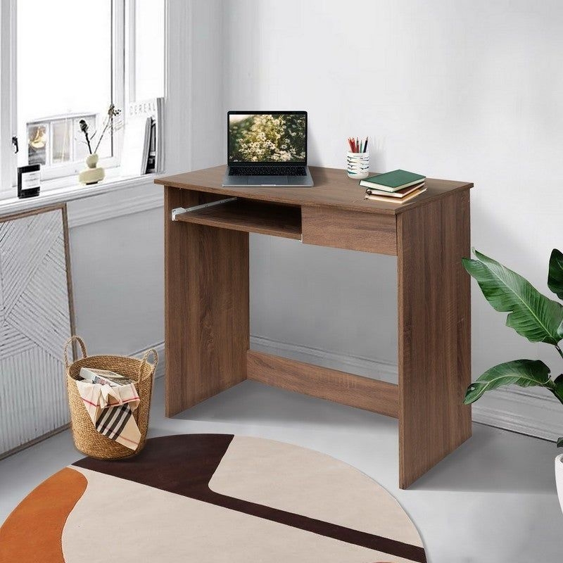 31-Inch Full Wooden computer desk with 1 keyboard tray and 1 drawer