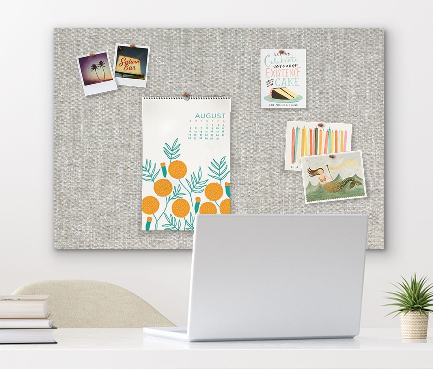 "36\" x 24\" Pin Board GREY LINEN FABRIC | Frameless Pin Board | Bulletin Board | Fabric Board"