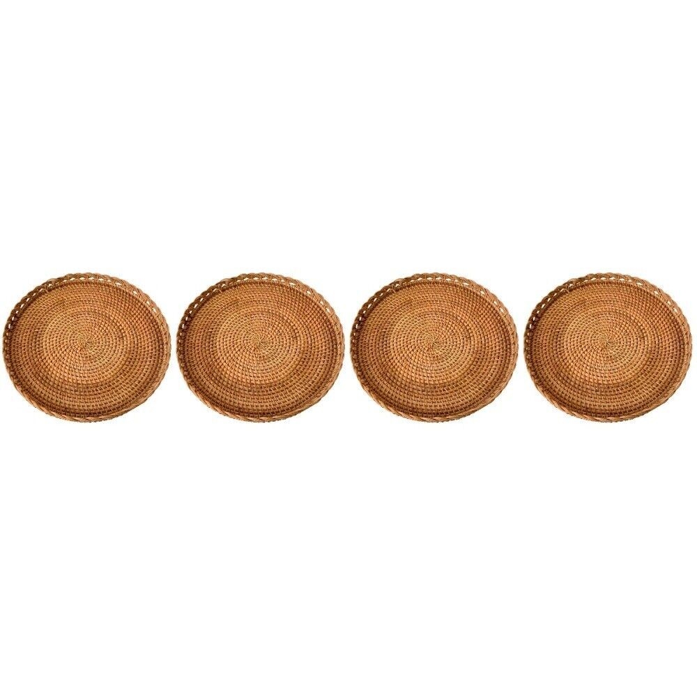 4pcs Bread Basket Round Woven Fruit Basket Kitchen Restaurant Woven Serving
