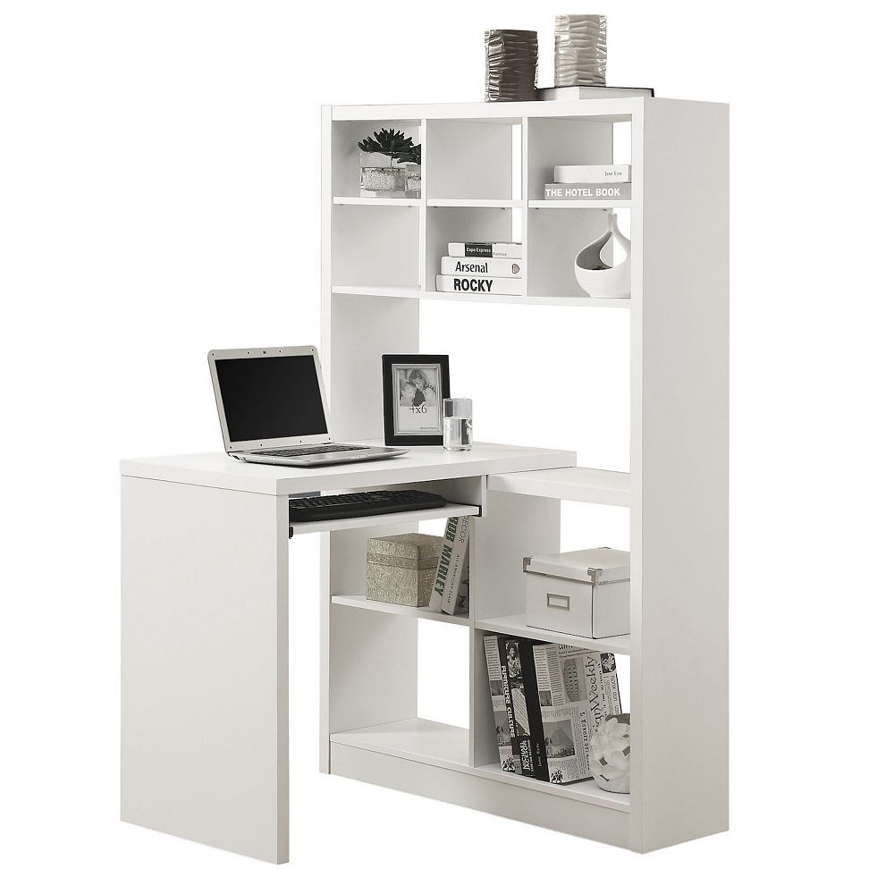 "60\" White Contemporary Left or Right Corner Computer Desk"