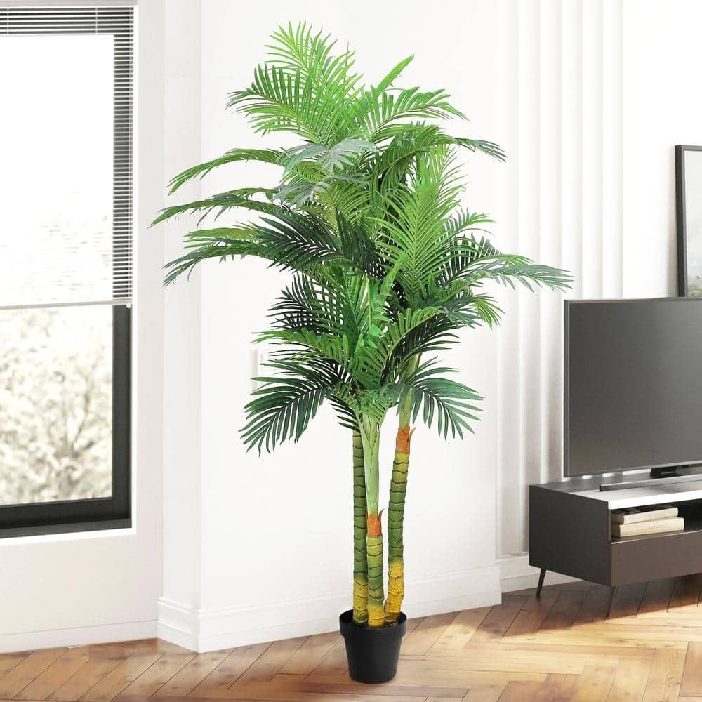 7 .25 ft. Deluxe Real Touch Artificial Areca Palm Tree Tropical Plant in Pot