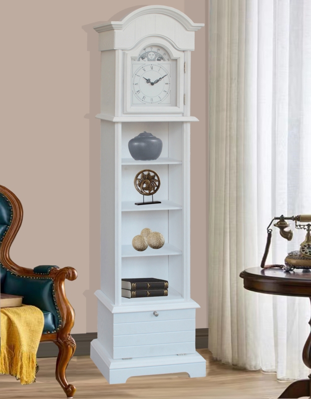 71.625'' H Wood Grandfather Clock with Adjustable Chime Volume