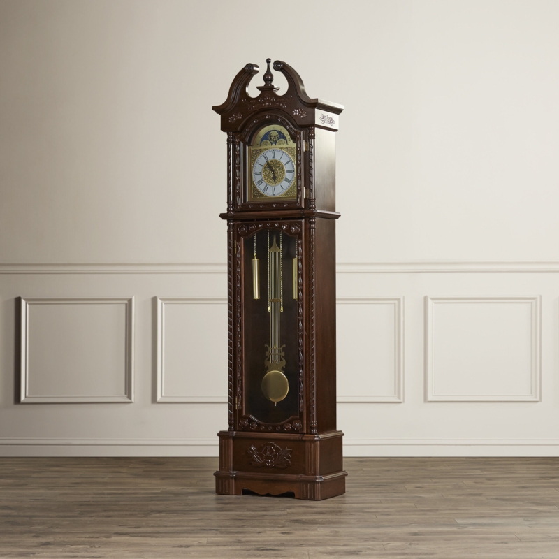 81.5'' H Wood Grandfather Clock with Adjustable Chime Volume