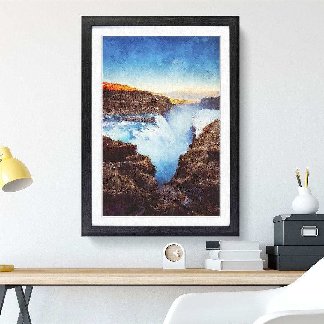 A Waterfall in Iceland - Picture Frame Painting on MDF