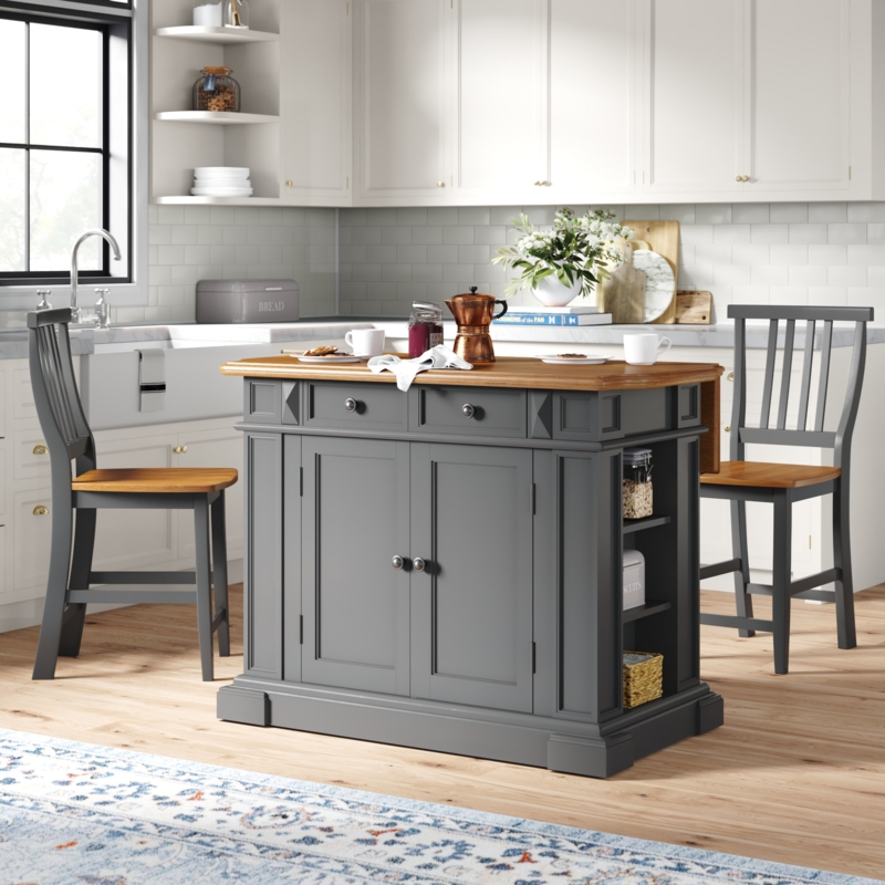 Aamyah Wood Kitchen Island Set