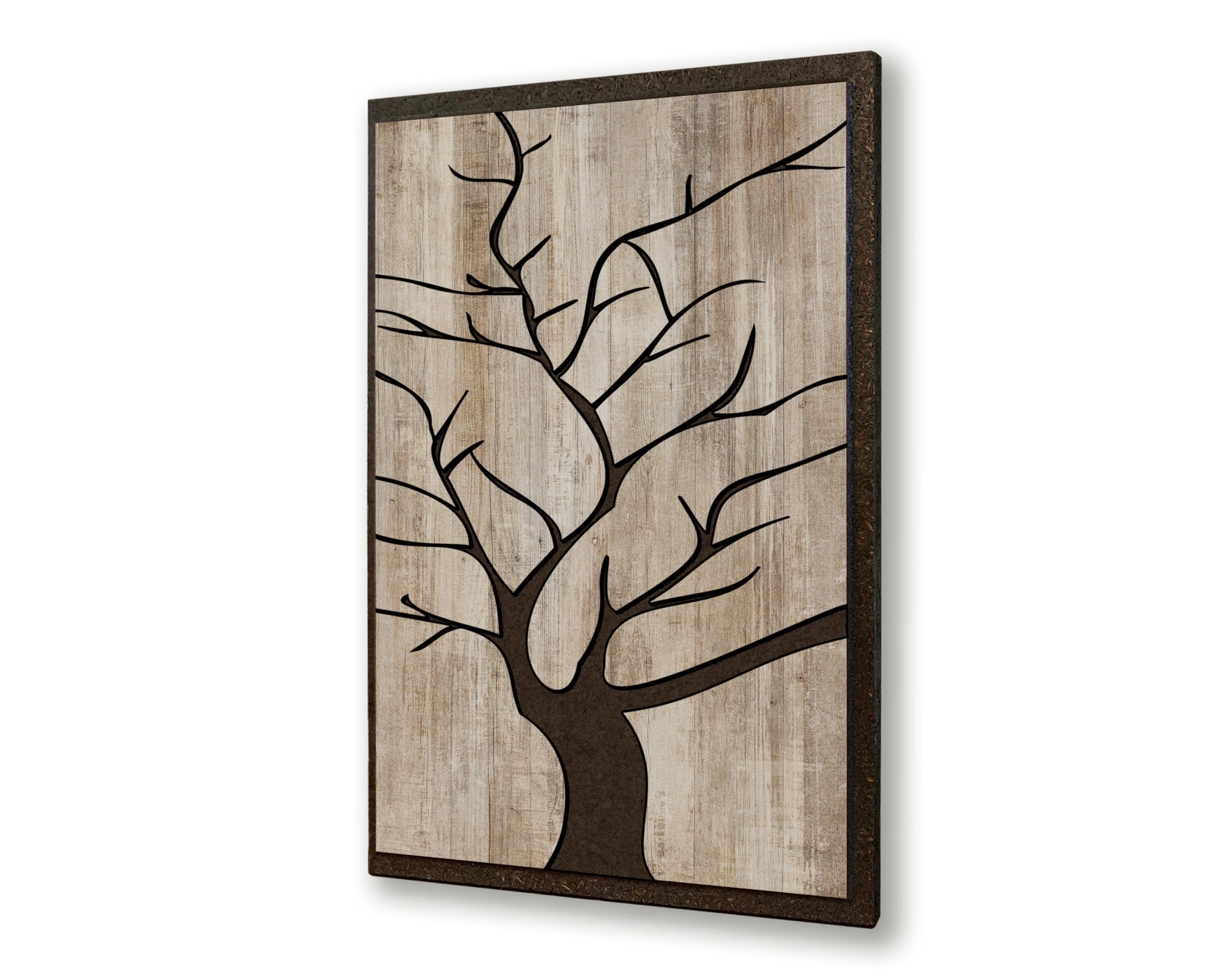 Abstract Tree Wood Wall Art Picture - 30 x 30 Inches / Vintage Snow
