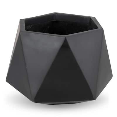 Adamas 10.25 in. x 11 in. x 11 in. Black Marine Grade Fiberglass Planter