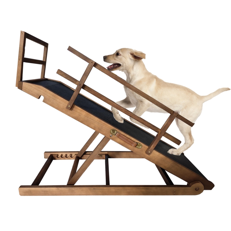 Adjustable Dog Ramp Wooden Pet Ramp For Dogs u0026 Cats Gear With Paw Traction Mat Safety To 200Lb
