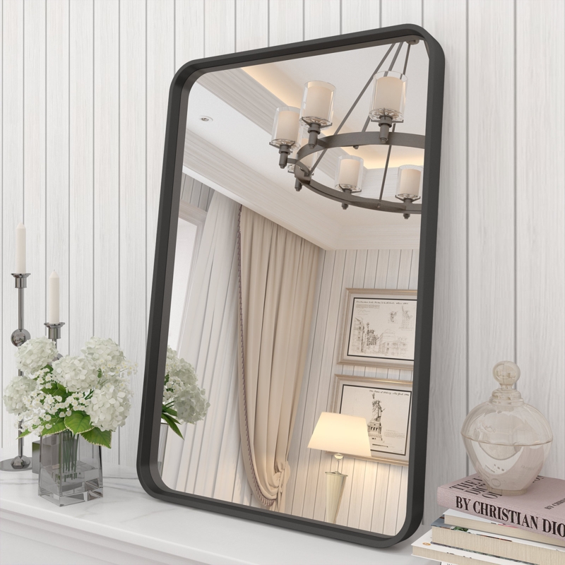 Aevar High-Strength Tempered Glass and Aluminum Alloy Framed French Cleat Mounted Wall Mirror