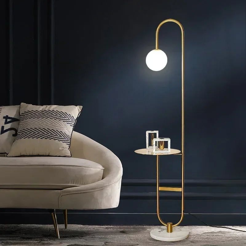 Afralia Glass Side Table LED Floor Lamp for Nordic Living Room Art Decor - black