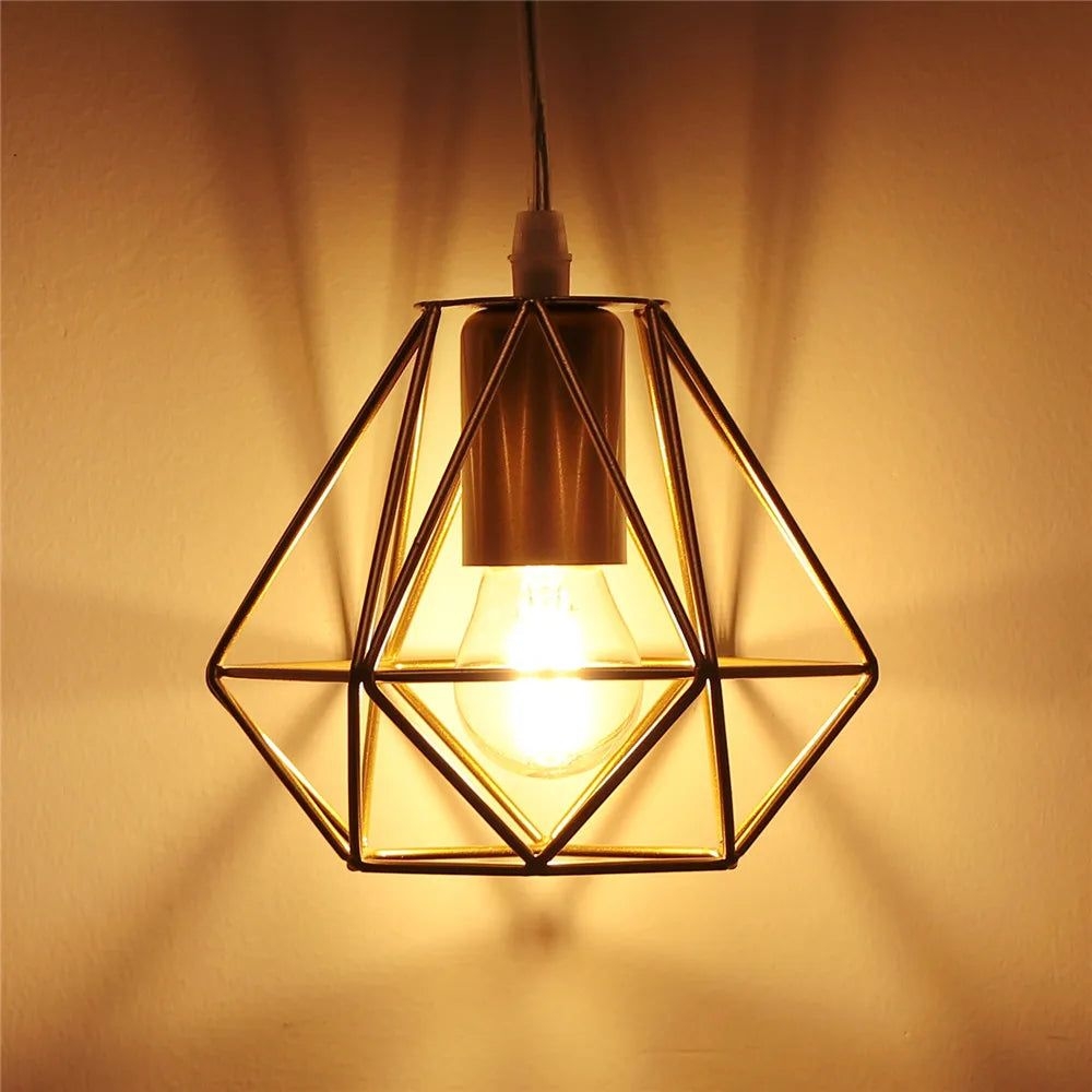 Afralia Retro Iron Cage Pendant Chandelier for Corridor Aisle, Restaurant Kitchen Lighting - White