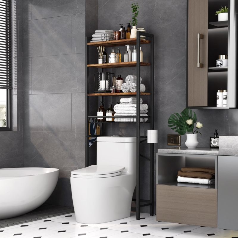 Agassiz Metal Adjustable Freestanding Over-the-Toilet Storage
