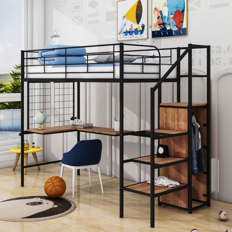 Aiofe Metal Loft Bed with Built-in-Desk by Mason & Marbles
